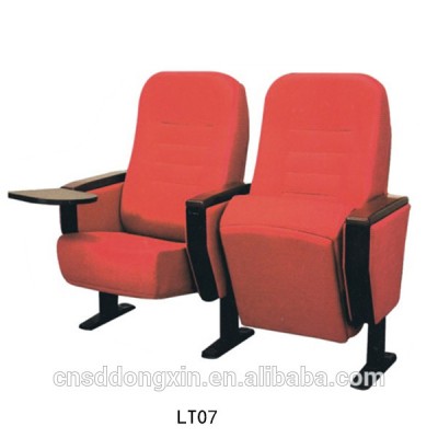 Factory price cheap folding theater chair with writing tablet;conference room chair